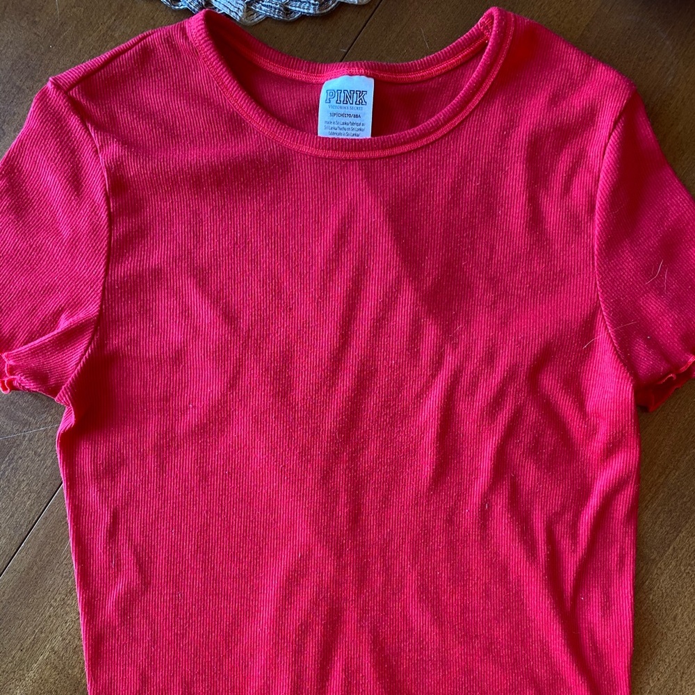 PINK lettuce trim tee